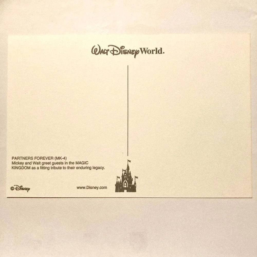 Partners Statue Magic Kingdom Walt Disney World 4x6 Postcard